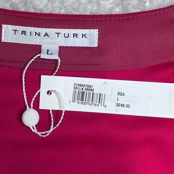 NWT Trina Turk Delia Red V-Neck Dress Large - Picture 6 of 12
